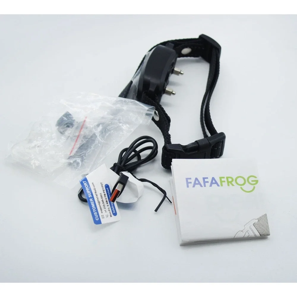 FAFAFROG Smart Dog Bark Control Collar Rechargeable Black Reflective Strap